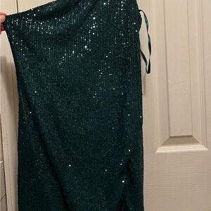 Sequin Emerald Green One Shoulder Women's Dress